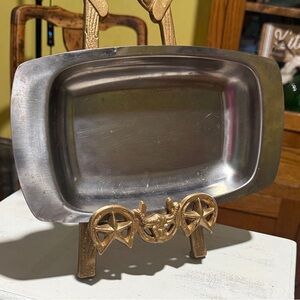 Silver stainless steel cranberry serving Rectangular Metal Tray